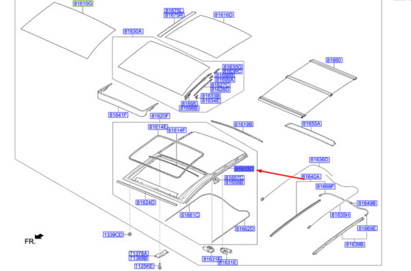 81624A5000 - Hyundai i30 MK3 Panoramic Roof Acoustic Gasket 81624A5000, NEW, ORIGINAL