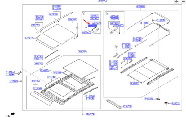 816373S010 - Hyundai Santa Fe MK3 DM Dachbefestigungsschuhbaugruppe 816373S010, Original