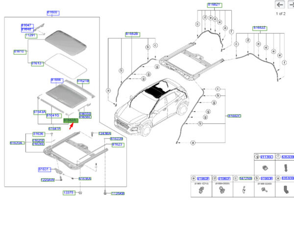 81642F2000 - Hyundai Kona MK1 Sunroof Decoration Left Connection 81642F2000 New