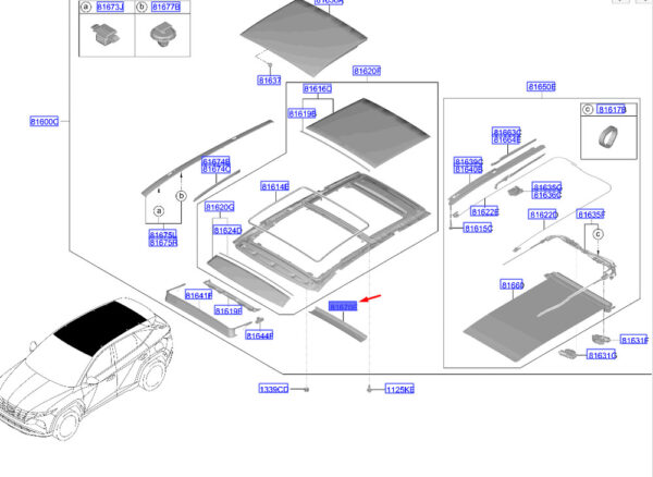 81665N7000 - Hyundai Tucson NX4 MK4 Roof Center Cover 81665N7000, Original Part