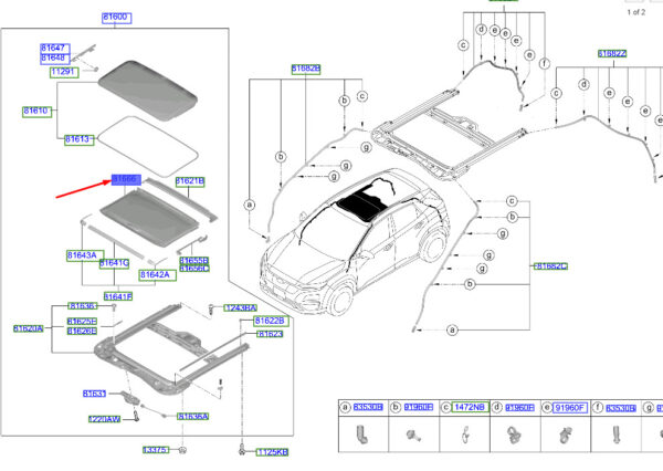 81666J9000TTX - Hyundai Kona Electric MK1 Schiebedach-Sonnenschutzbaugruppe 81666J9000TTXteil