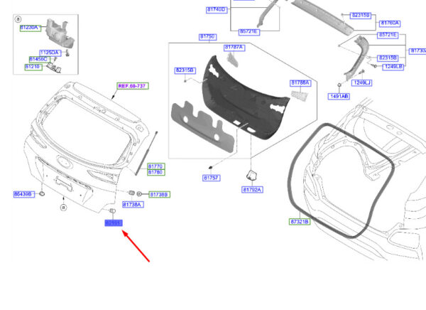 817371K000 - Hyundai Kona MK1 tailgate bumper 817371K000, original part
