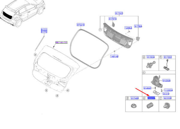 81738K2000 - Hyundai i20 MK3 Tailgate Roll Over Bumper 81738K2000, Genuine Part