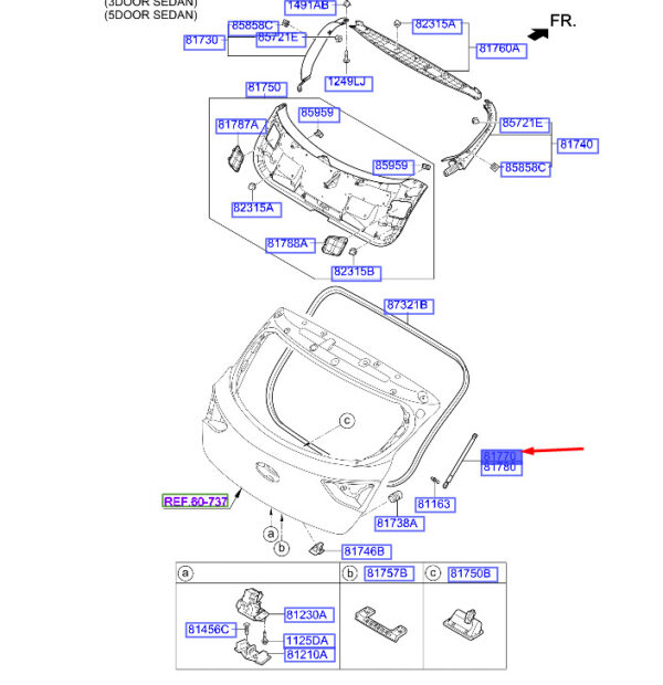 81770A6200 - Hyundai i30 MK3 station wagon, tailgate lifter left, 81770A6200, original part