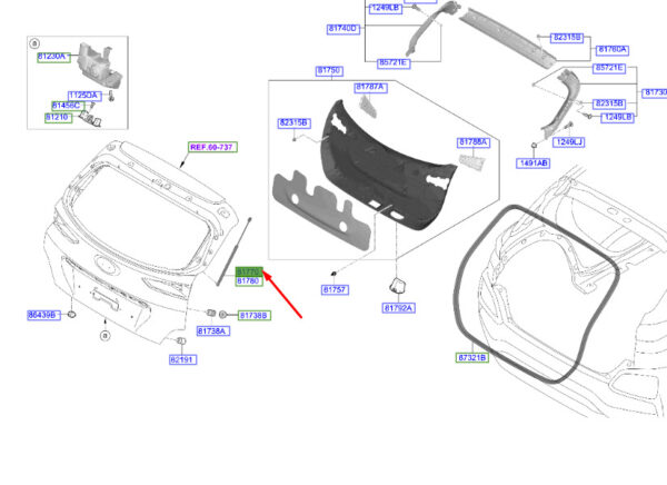 81770J9000 - Hyundai Kona MK1 tailgate lifter left 81770J9000 NEW ORIGINAL