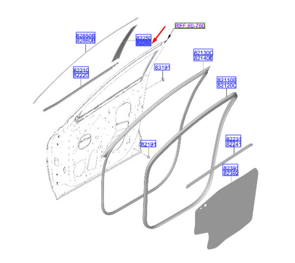 82260N7000 - Hyundai Tucson NX4 MK4 B-Pillar Front Right Door Trim 82260N7000 NEW