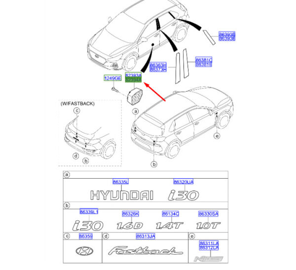 82394G4000 - Hyundai i30 MK3 side impact protection front right 82394G4000 NEW ORIGINAL