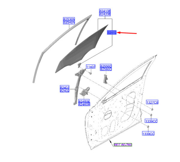 82413S3000 - Hyundai Tucson NX4 MK4 Glass Handle Front 82413S3000, Original Part