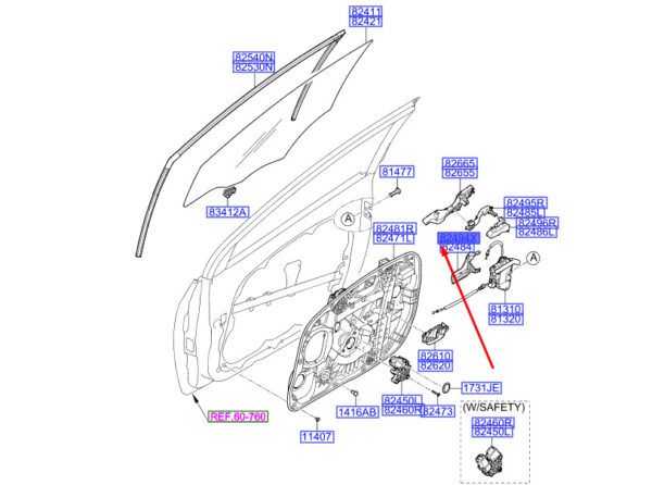 82494A6700 - HYUNDAI I30 MK3 FRONT RIGHT DOOR LOCK BRACKET 82494A6700 NEW GENUINE