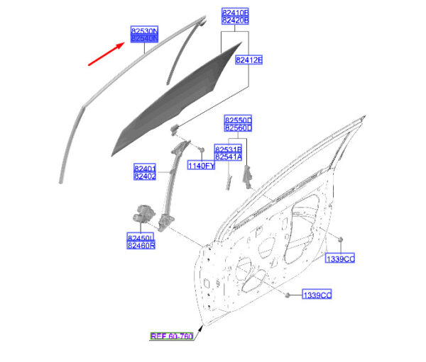 82540Q0000 - HYUNDAI I20 MK3 FRONT RIGHT DOOR WINDOW GLASS 82540Q0000 NEW GENUINE