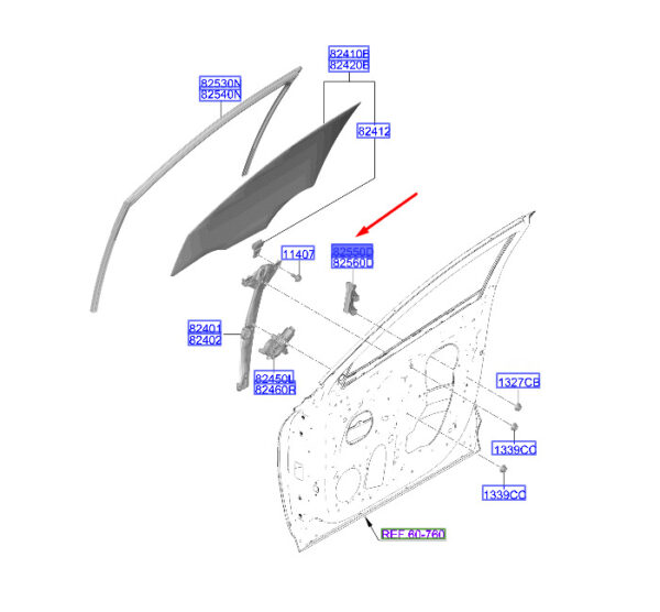 82550N7000 - Hyundai Tucson NX4 MK4 Tür vorne links unterer Kanalbaugruppe 82550N7000 NEU