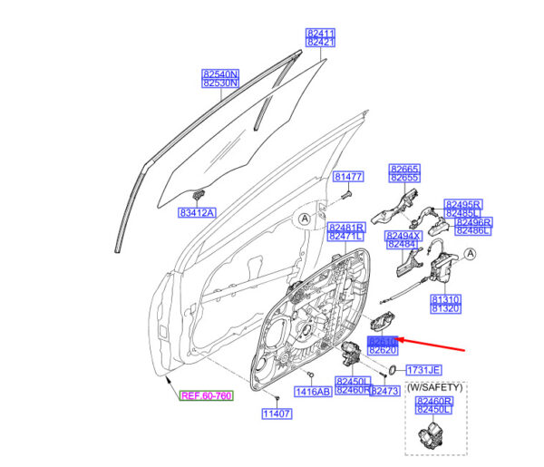 82610A6010 - Hyundai i30 MK3 opening handle front left inside 82610A6010 NEW ORIGINAL
