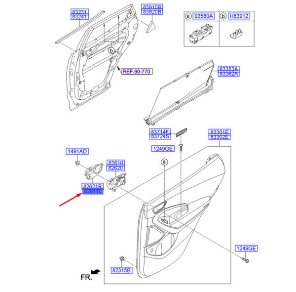 826112W000VYN - Hyundai Santa FE DM MK3 door handle housing rear left 826112W000VYN NEW ORIGINAL