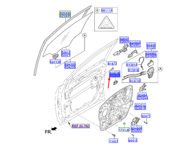 826402W000 - Hyundai Santa Fe MK3 Front Right Inner Handle Connection Cage 826402W000Part