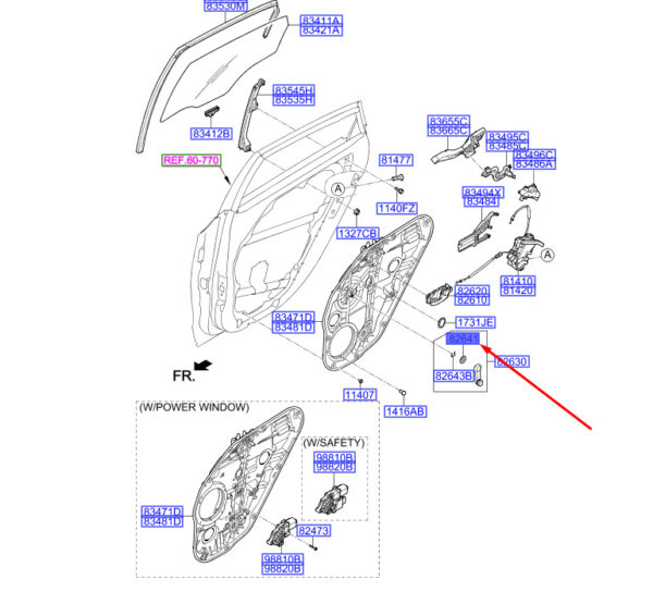 8264133002RY - Hyundai i30 MK3 rear door window handle rosette 8264133002RY NEW ORIGINAL