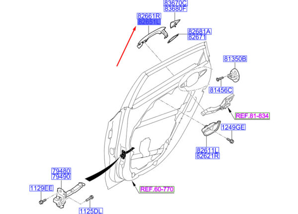 82651A5010 - Hyundai i30 MK3 door handle rear left outside 82651A5010 NEW ORIGINAL