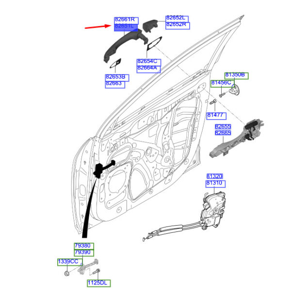 82651J9700 - Hyundai Kona MK1 door handle front left 82651J9700, original part