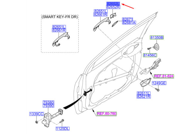 82652A6000CA - Hyundai i30 MK3 door handle cover front left outside 82652A6000CA NEW ORIGINAL