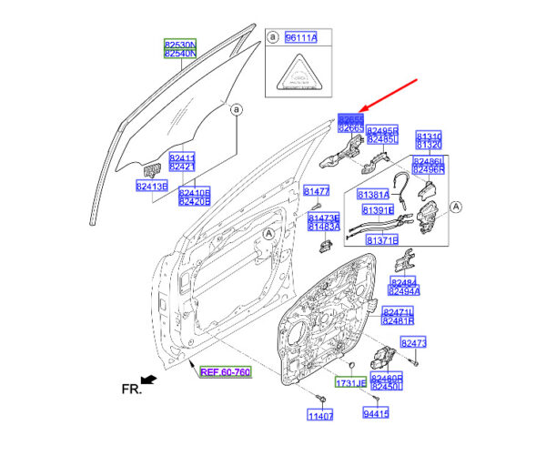 826552W700 - Hyundai Santa Fe MK3 Front Left Outside Door Handle 826552W700 NEW ORIGINAL