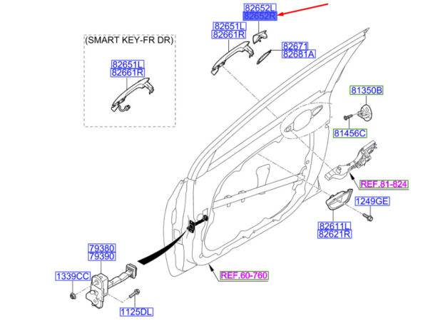 82662A6150 - Hyundai i30 MK3 door handle cover front right outside 82662A6150 NEW ORIGINAL