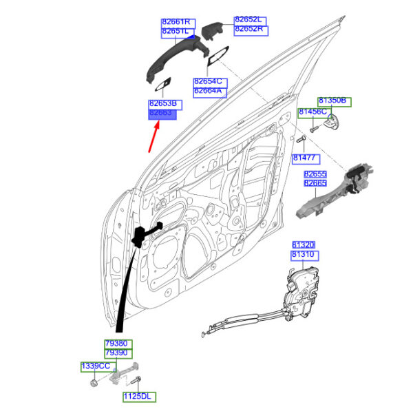 82663J9000 - Hyundai Kona MK1 door handle cushions front right 82663J9000, original part