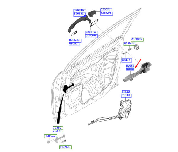 82665J9000 - Hyundai Kona MK1 door handle base front right 82665J9000, original part