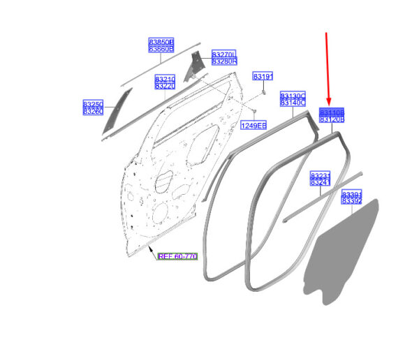 83110N7000 - Hyundai Tucson NX4 MK4 rear left door gasket 83110N7000 NEW ORIGINAL