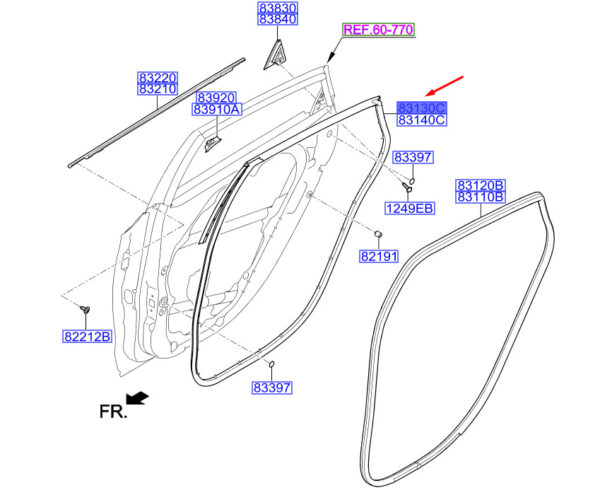 83130A6200 - Hyundai i30 MK3 combo door gasket rear left 83130A6200 NEW ORIGINAL