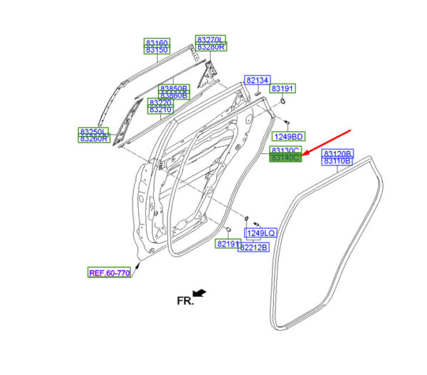 831402W000 - Hyundai Santa Fe MK3 DM door gasket rear right 831402W000 NEW ORIGINAL