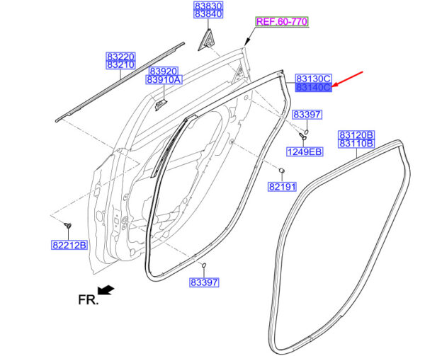 83140A6000 - Hyundai i30 MK3 door gasket rear right 83140A6000 NEW ORIGINAL