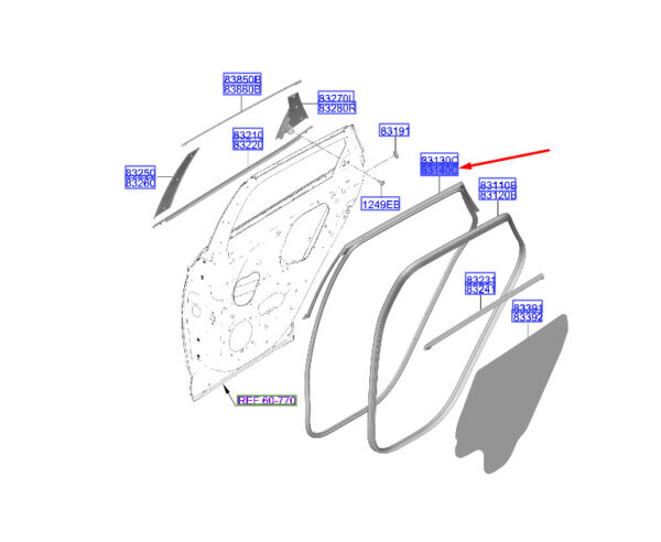 83140N7000 - Hyundai Tucson NX4 MK4 Right Rear Door Gasket 83140N7000 NEW ORIGINAL