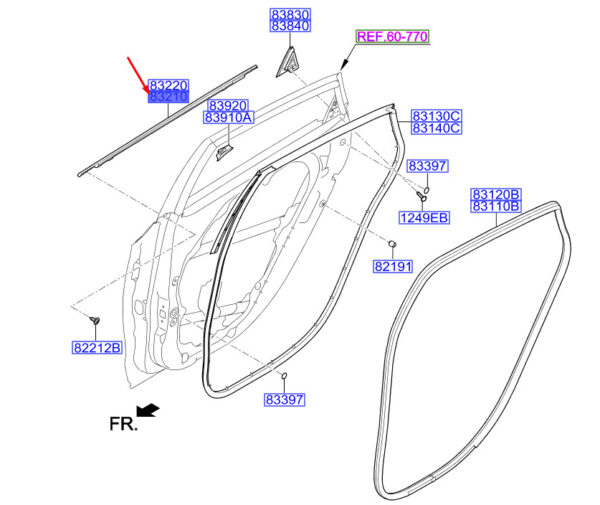 83210A5010 - Hyundai i30 MK3 door window strip rear left outside 83210A5010 NEW ORIGINAL