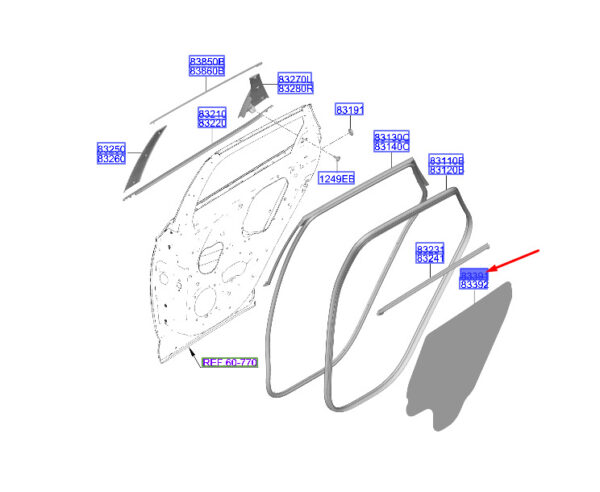 83391N7100 - Hyundai Tucson NX4 MK4 Rear Left Door Trim Gasket 83391N7100 Part