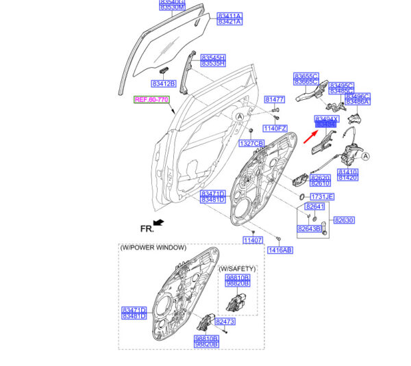 83484A6000 - Hyundai i30 MK3 door lock holder rear left 83484A6000 NEW ORIGINAL