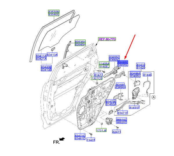 834852W000 - Hyundai Santa Fe MK3 DM Mount for External Handle Rear Left 834852W000 Part