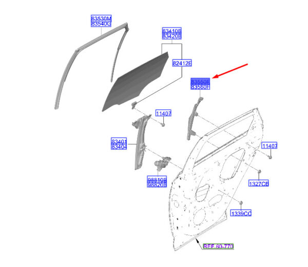83550N7000 - Hyundai Tucson NX4 MK4 Tür hinten links hinterer Kanalbaugruppe 83550N7000