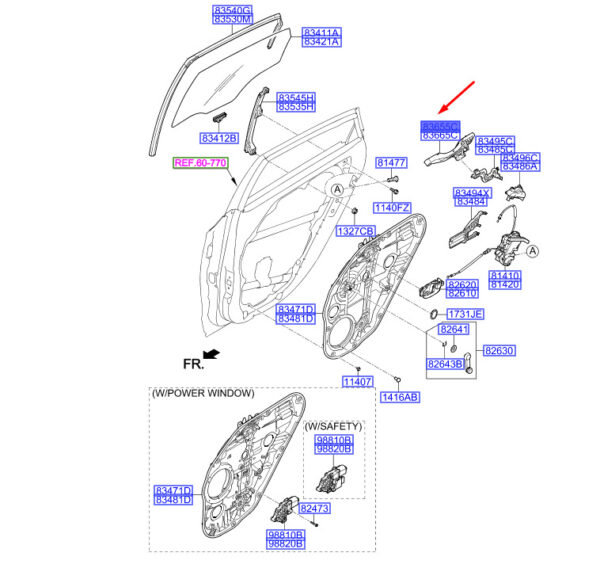 83655A6000 - Hyundai i30 MK3 door handle base rear left 83655A6000, original part