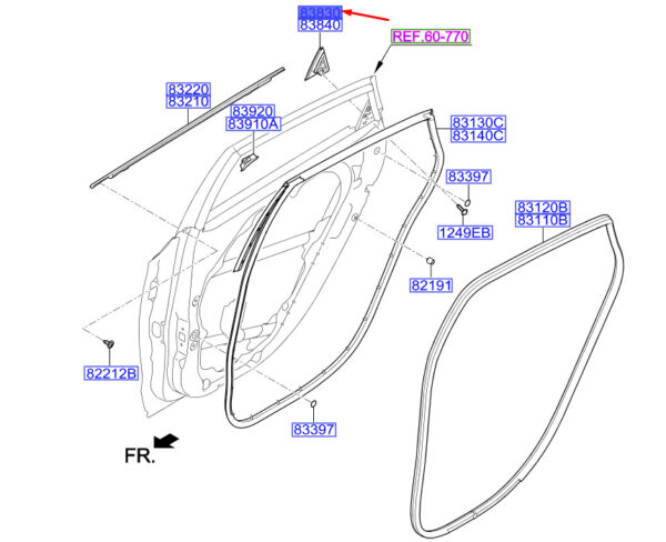 83830A5000 - Hyundai i30 MK3 rear left door Delta Moulding 83830A5000 NEW ORIGINAL