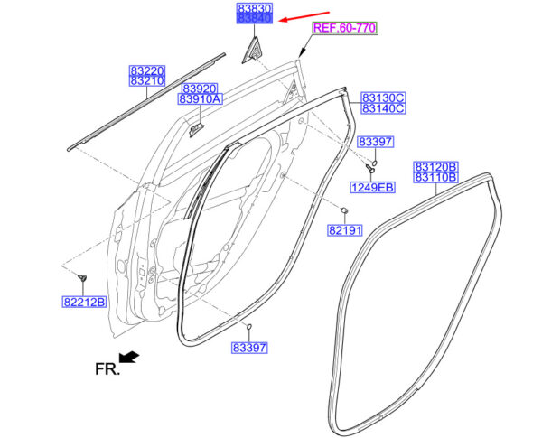 83840A5000 - Hyundai i30 MK3 rear door right Delta Moulding 83840A5000 NEW ORIGINAL
