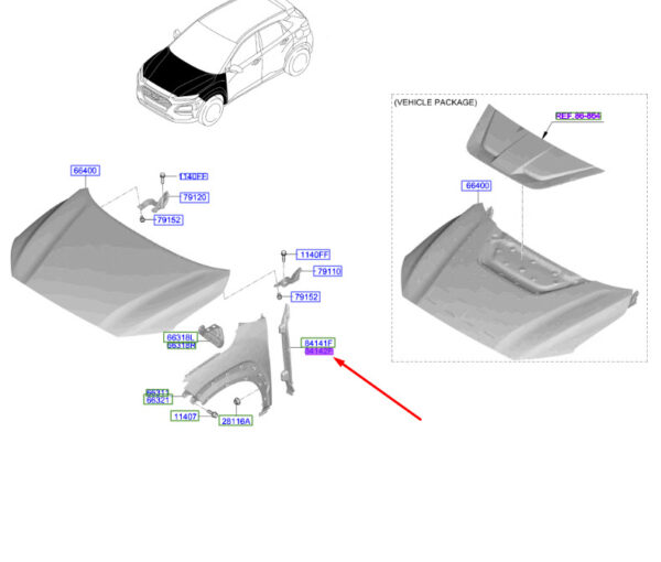 84142J9000 - Hyundai Kona MK1 Front Right Fender Insulator 84142J9000 NEW ORIGINAL