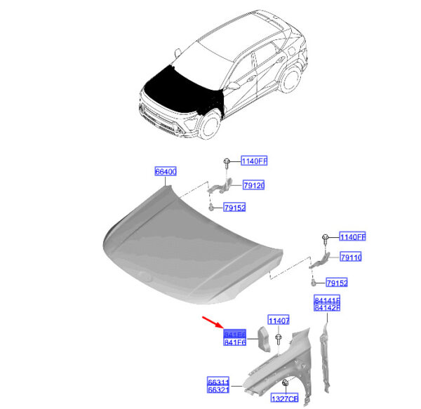 841E6BE000 - Hyundai Kona MK2 Front Left Upper Insulator 841E6BE000 Original Part