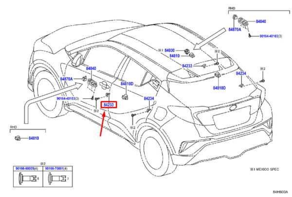 842310D030 - Toyota C-HR MK1 front interior lighting switch 842310D030, original part