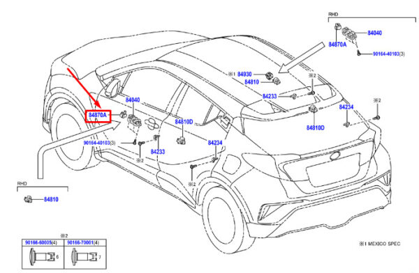 84872F4010 - TOYOTA C-HR MK1 Left Exterior Mirror Adjustment Switch 84872F4010 NEW