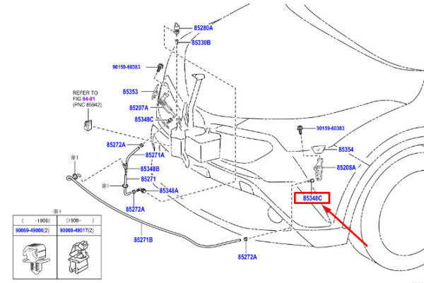 852780F030 - Toyota C-HR MK1 Headlight Cleaning Hose Connection 852780F030 Part