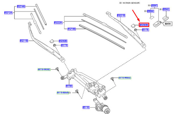 852920F010 - Toyota C-HR MK1 Front Wiper Arm Head Cap 852920F010, Original Part