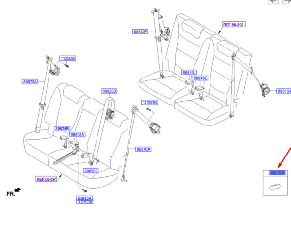 857792W000NBC - Hyundai Santa Fe MK3 DM seat belt hook rear 857792W000NBC, original