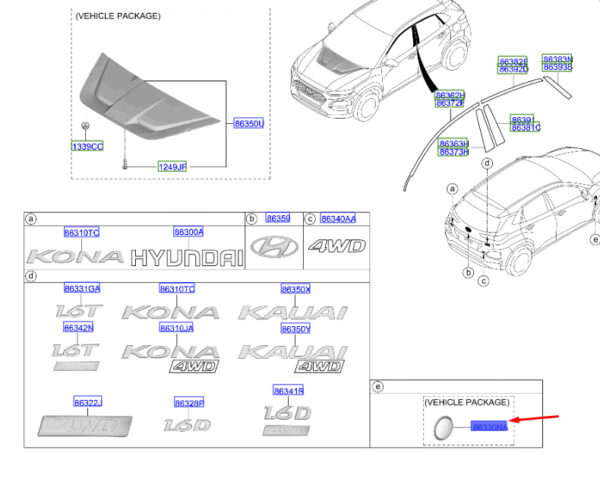 86330J9IA0 - Hyundai Kona MK1 Iron Man Emblem 86330J9IA0, Original