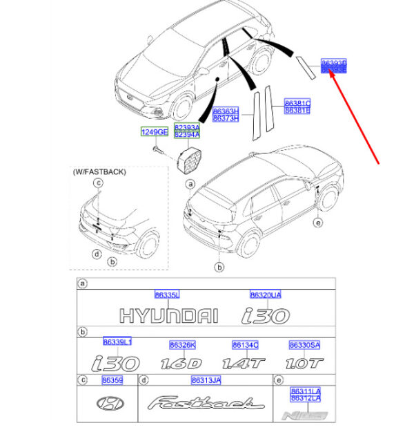 86383G4700 - HYUNDAI i30 MK3 Rear Left Door Frame Rear Black Tape 86383G4700 NEW GENUINE