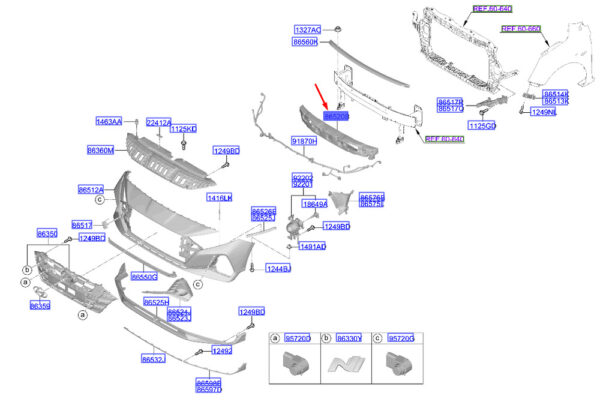 86520CO000 - Hyundai i20 MK3 front bumper foam 86520CO000, NEW, ORIGINAL