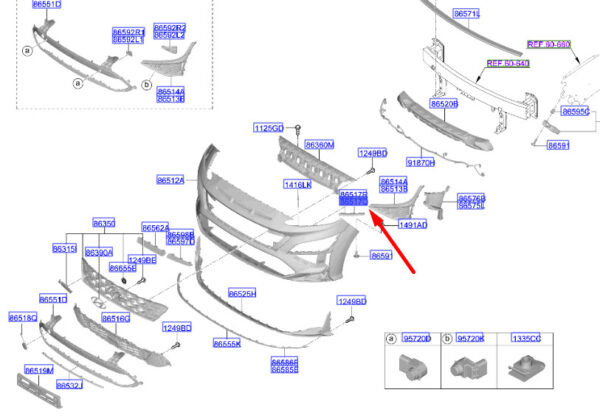 86553J9NA0 - Hyundai Kona MK1 bumper mount front left 88553J9NA0, original part